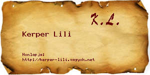 Kerper Lili névjegykártya